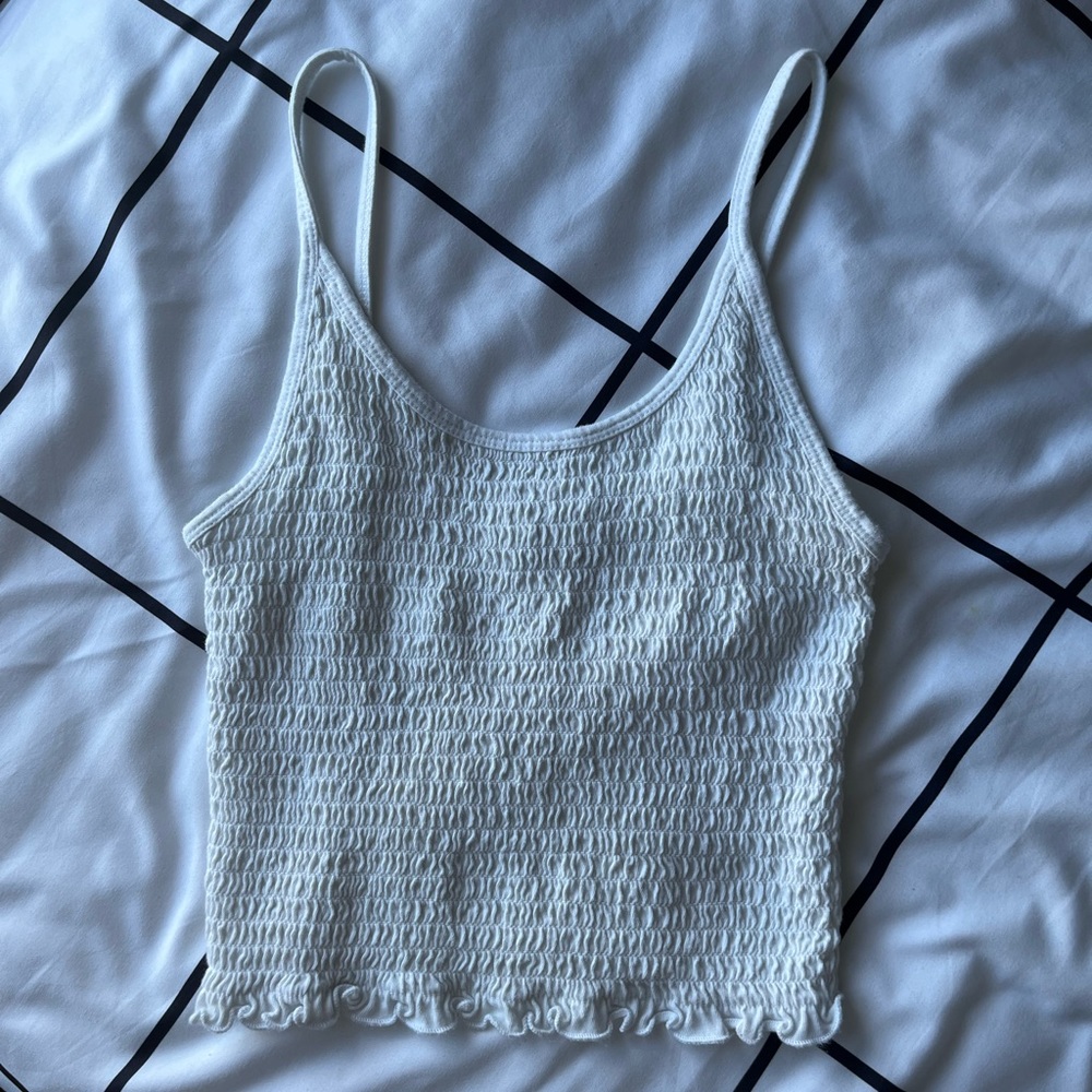 White Hollister Rouched Tank Top